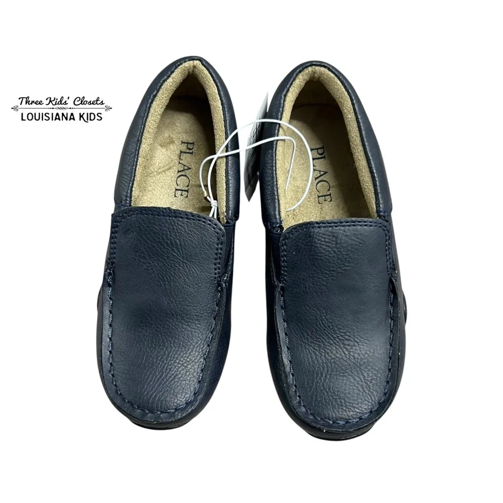 NEW The Children’s Place Sz 12 Boys Navy Blue Slip-On Loafer Dress Shoes